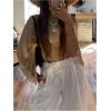 imageMakeMeChic Womens Knit Ponchos Shrug Shawl Wraps Sheer Poncho Sweater Asymmetrical TopsKhaki