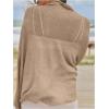 imageMakeMeChic Womens Knit Ponchos Shrug Shawl Wraps Sheer Poncho Sweater Asymmetrical TopsKhaki