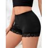 imageMakeMeChic Womens Lace Biker Shorts Seamless Slip Shorts Undershorts BoyshortsBlack