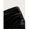 imageMakeMeChic Womens Leather Tops Strapless Concert Bandeau Crop Tube Tops Ruched Split Club ShirtBlack