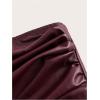 imageMakeMeChic Womens Leather Tops Strapless Concert Bandeau Crop Tube Tops Ruched Split Club ShirtBurgundy