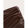 imageMakeMeChic Womens Leather Tops Strapless Concert Bandeau Crop Tube Tops Ruched Split Club ShirtCoffee Brown