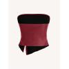 imageMakeMeChic Womens Leather Tops Strapless Concert Bandeau Crop Tube Tops Ruched Split Club ShirtRose Red