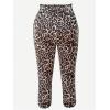 imageMakeMeChic Womens Leopard Print Capri Leggings High Waist Lace Bow Skinny Y2k Yoga PantsMulticolor