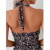 imageMakeMeChic Womens Leopard Print Tankini Swimsuits Halter Tie Backless Drawstring SwimsuitMulticolor