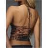 imageMakeMeChic Womens Leopard Print Top Draped Front Halter Top Chiffon Tie Backless Club Rave TopsMulticolor