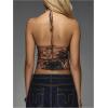 imageMakeMeChic Womens Leopard Print Top Draped Front Halter Top Chiffon Tie Backless Club Rave TopsMulticolor