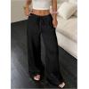 imageMakeMeChic Womens LinenLike Polyester Pants Wide Leg Summer Beach Palazzo PantsBlack