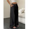 imageMakeMeChic Womens LinenLike Polyester Pants Wide Leg Summer Beach Palazzo PantsBlack