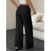 imageMakeMeChic Womens LinenLike Polyester Pants Wide Leg Summer Beach Palazzo PantsBlack