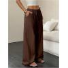 imageMakeMeChic Womens LinenLike Polyester Pants Wide Leg Summer Beach Palazzo PantsBrown