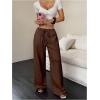 imageMakeMeChic Womens LinenLike Polyester Pants Wide Leg Summer Beach Palazzo PantsBrown