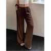 imageMakeMeChic Womens LinenLike Polyester Pants Wide Leg Summer Beach Palazzo PantsBrown