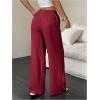 imageMakeMeChic Womens LinenLike Polyester Pants Wide Leg Summer Beach Palazzo PantsBurgundy