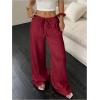imageMakeMeChic Womens LinenLike Polyester Pants Wide Leg Summer Beach Palazzo PantsBurgundy