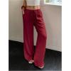 imageMakeMeChic Womens LinenLike Polyester Pants Wide Leg Summer Beach Palazzo PantsBurgundy