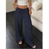 imageMakeMeChic Womens LinenLike Polyester Pants Wide Leg Summer Beach Palazzo PantsDark Blue