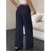 imageMakeMeChic Womens LinenLike Polyester Pants Wide Leg Summer Beach Palazzo PantsDark Blue