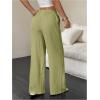 imageMakeMeChic Womens LinenLike Polyester Pants Wide Leg Summer Beach Palazzo PantsGreen