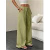 imageMakeMeChic Womens LinenLike Polyester Pants Wide Leg Summer Beach Palazzo PantsGreen