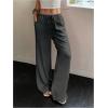 imageMakeMeChic Womens LinenLike Polyester Pants Wide Leg Summer Beach Palazzo PantsGrey