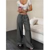 imageMakeMeChic Womens LinenLike Polyester Pants Wide Leg Summer Beach Palazzo PantsGrey