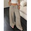 imageMakeMeChic Womens LinenLike Polyester Pants Wide Leg Summer Beach Palazzo PantsKhaki