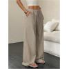 imageMakeMeChic Womens LinenLike Polyester Pants Wide Leg Summer Beach Palazzo PantsKhaki