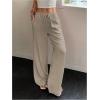 imageMakeMeChic Womens LinenLike Polyester Pants Wide Leg Summer Beach Palazzo PantsKhaki