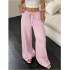 imageMakeMeChic Womens LinenLike Polyester Pants Wide Leg Summer Beach Palazzo PantsPink