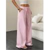 imageMakeMeChic Womens LinenLike Polyester Pants Wide Leg Summer Beach Palazzo PantsPink