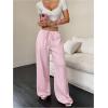 imageMakeMeChic Womens LinenLike Polyester Pants Wide Leg Summer Beach Palazzo PantsPink