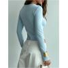 imageMakeMeChic Womens Long Sleeve Cut Out Metal Ring Bodysuit Going Out Leotard TopsBlue