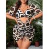 imageMakeMeChic Womens Plus Size 3 Piece Rhinestone Halter Triangle High Waisted Bikini Swimsuit with Cover Up SetBlack and White