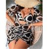 imageMakeMeChic Womens Plus Size 3 Piece Rhinestone Halter Triangle High Waisted Bikini Swimsuit with Cover Up SetBlack and White