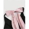 imageMakeMeChic Womens Plus Size Color Block Mini Dress Bow Knot Halter Neck A Line DressBlack