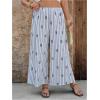 imageMakeMeChic Womens Plus Size Floral Palazzo Pants Elastic Waist Wide Leg Tropical Print Summer TrousersGrey