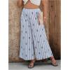 imageMakeMeChic Womens Plus Size Floral Palazzo Pants Elastic Waist Wide Leg Tropical Print Summer TrousersGrey
