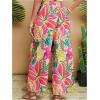 imageMakeMeChic Womens Plus Size Floral Palazzo Pants Elastic Waist Wide Leg Tropical Print Summer TrousersMulticolor