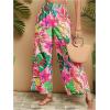 imageMakeMeChic Womens Plus Size Floral Palazzo Pants Elastic Waist Wide Leg Tropical Print Summer TrousersMulticolor