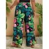imageMakeMeChic Womens Plus Size Floral Palazzo Pants Elastic Waist Wide Leg Tropical Print Summer TrousersMulticolor C