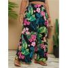 imageMakeMeChic Womens Plus Size Floral Palazzo Pants Elastic Waist Wide Leg Tropical Print Summer TrousersMulticolor C