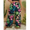 imageMakeMeChic Womens Plus Size Floral Palazzo Pants Elastic Waist Wide Leg Tropical Print Summer TrousersMulticolor C