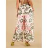 imageMakeMeChic Womens Plus Size Floral Palazzo Pants Elastic Waist Wide Leg Tropical Print Summer TrousersPink
