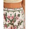imageMakeMeChic Womens Plus Size Floral Palazzo Pants Elastic Waist Wide Leg Tropical Print Summer TrousersPink