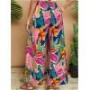 imageMakeMeChic Womens Plus Size Floral Palazzo Pants Elastic Waist Wide Leg Tropical Print Summer TrousersRoyal Blue
