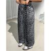 imageMakeMeChic Womens Plus Size Leopard Print Wide Leg Pants Casual Summer Drawstring Waist TrousersGrey