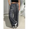 imageMakeMeChic Womens Plus Size Leopard Print Wide Leg Pants Casual Summer Drawstring Waist TrousersGrey
