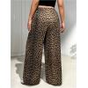 imageMakeMeChic Womens Plus Size Leopard Print Wide Leg Pants Casual Summer Drawstring Waist TrousersMulticolor