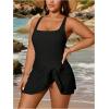 imageMakeMeChic Womens Plus Size One Piece Swimsuit Criss Cross Tie Front Short Summer Beach DressBlack